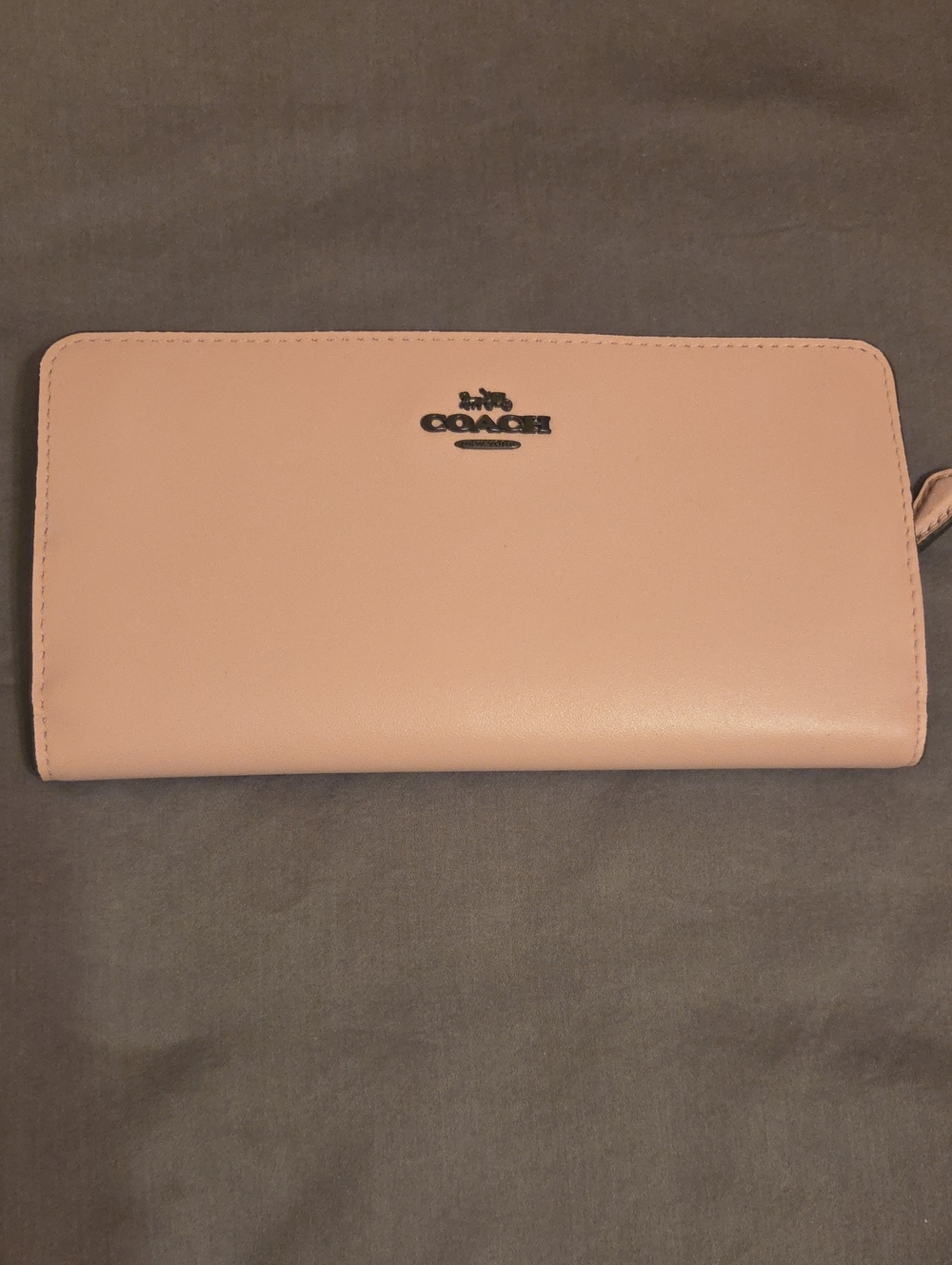 Coach Pink Leather Zip-Around Wallet with Silver Logo